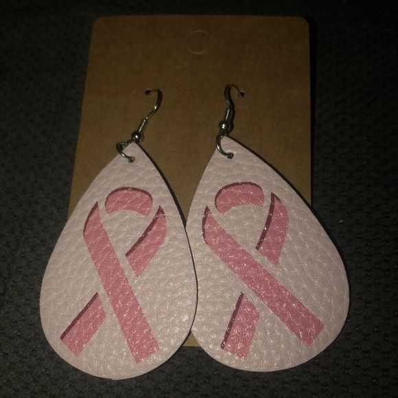 🎈3/$15🎈Breast Cancer faux leather earrings